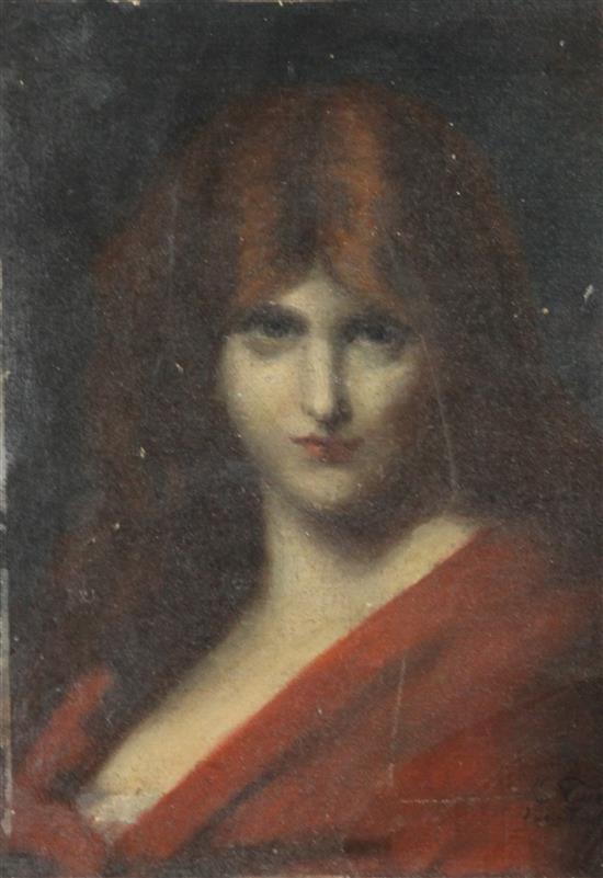 After Jean Jacques Henner Portrait of a red haired woman 31 x 23cm.